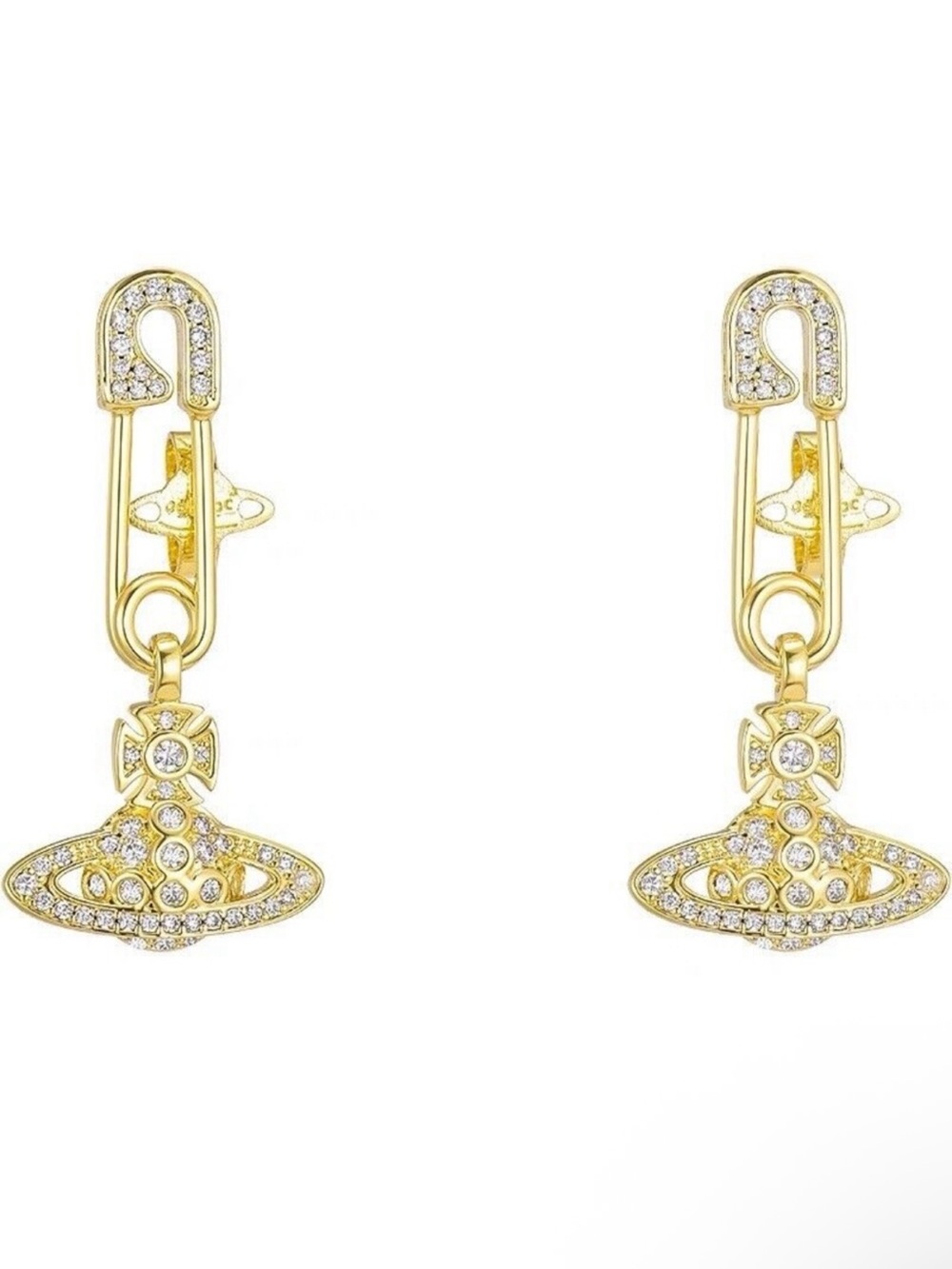 Vivienne Westwood NWOT Lucrece Gold Tone Crystal Orb Drop Earrings